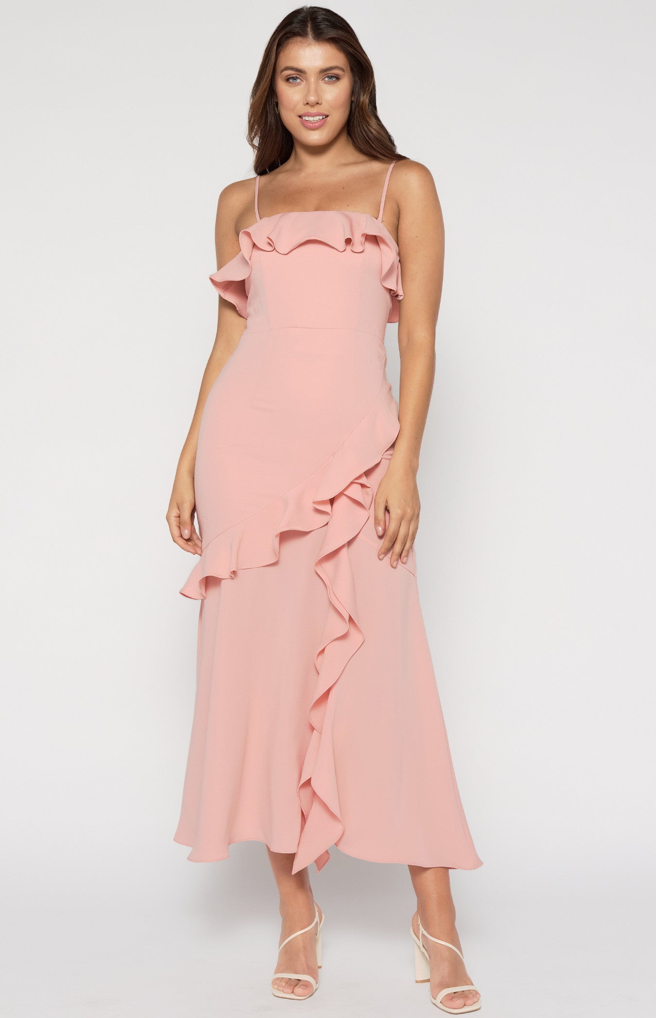 CASCADE FRILL MAXI DRESS