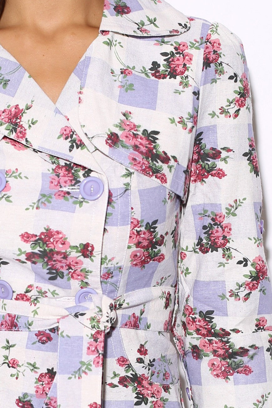 ROSE CHECKER TRENCH COAT
