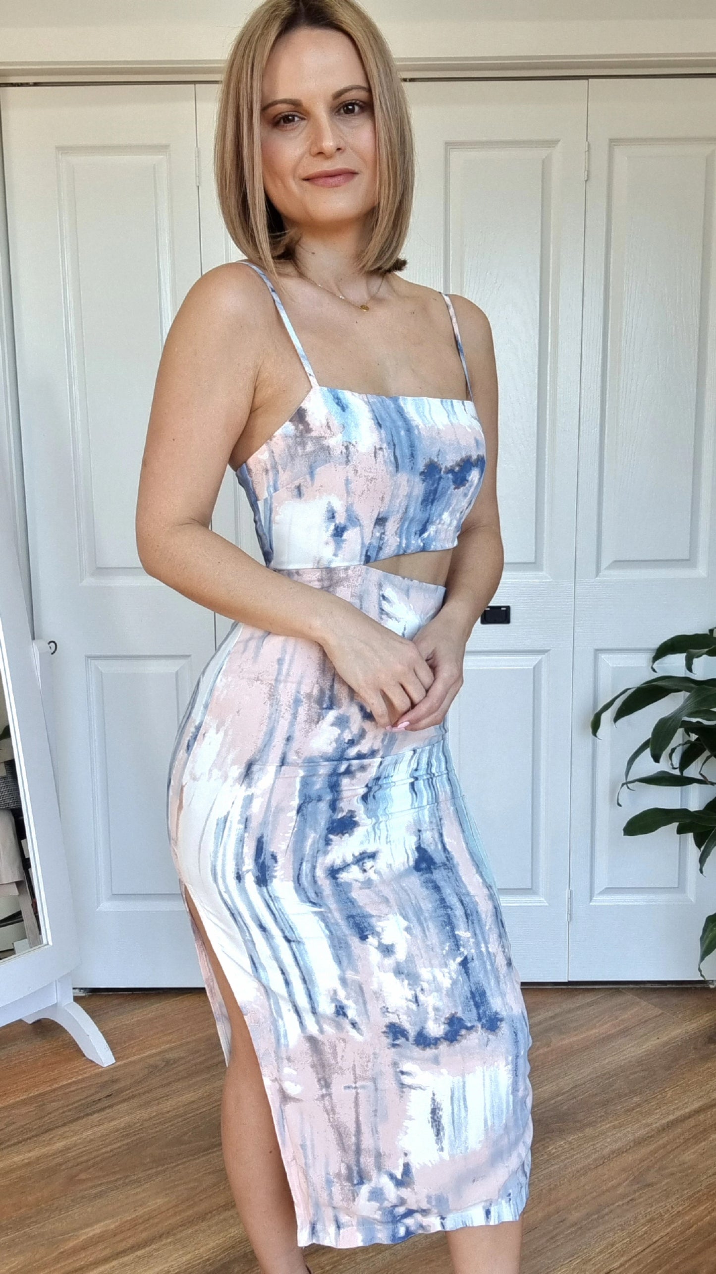 ABSTRACT MIDI DRESS