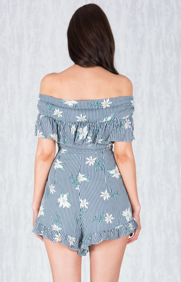 OFF THE SHOULDER FLOWER PLAYSUIT
