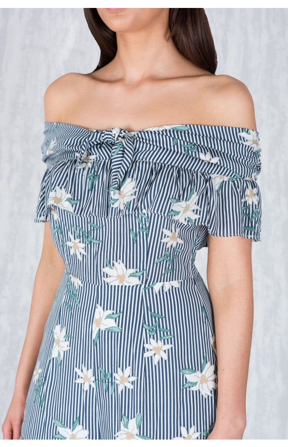 OFF THE SHOULDER FLOWER PLAYSUIT