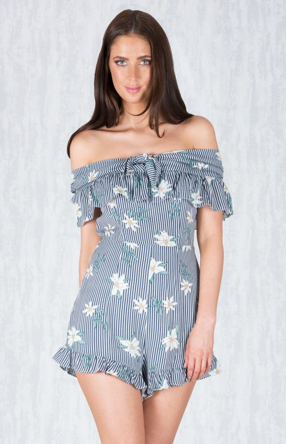 OFF THE SHOULDER FLOWER PLAYSUIT