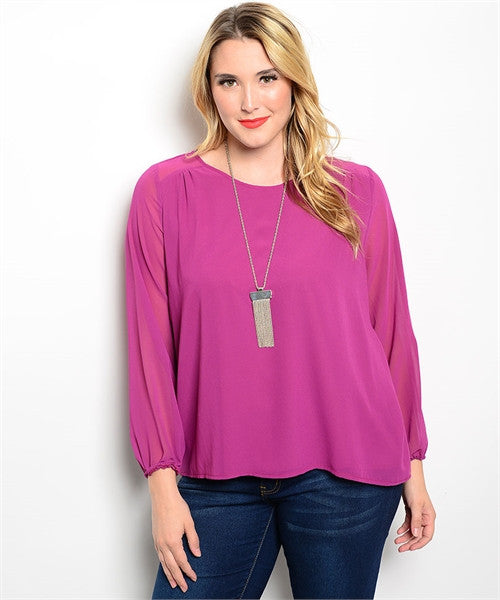 MAGENTA SHEER BLOUSE