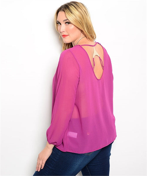 MAGENTA SHEER BLOUSE