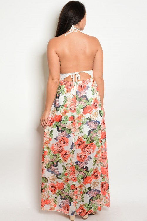 FLORAL PRINT HALTER MAXI