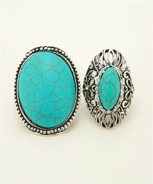 SILVER TURQUOISE ADJUSTABLE RING