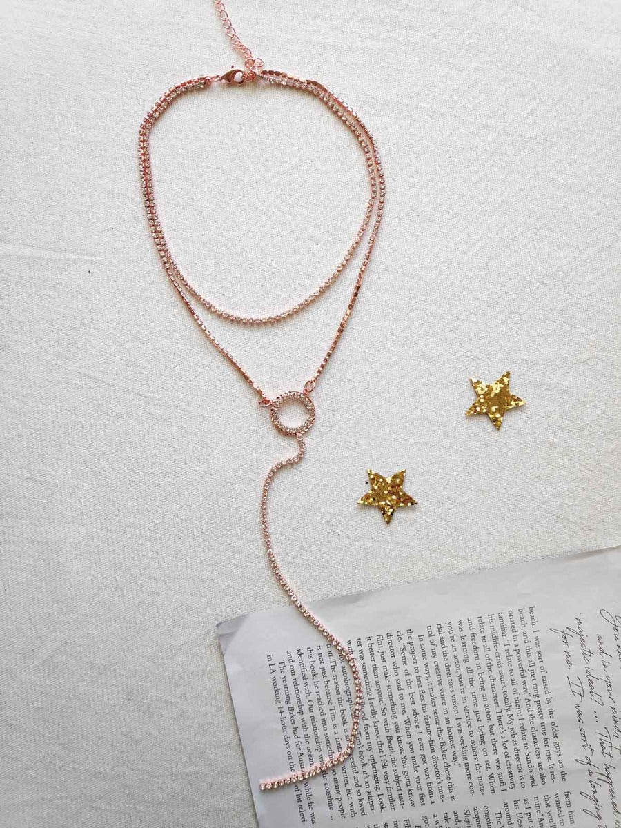 ROSEGOLD DIAMONTIE DROP NECKLACE