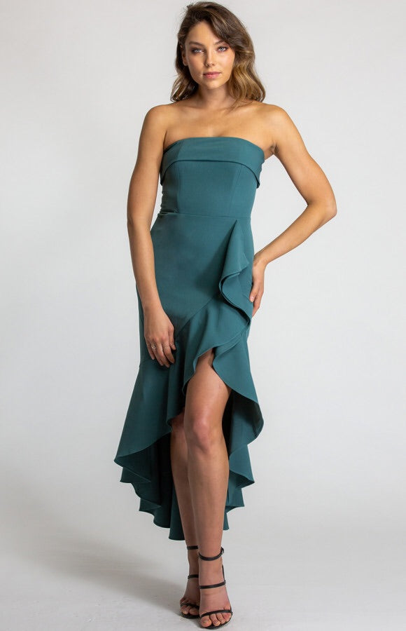 TEAL DREAM WATERFALL DRESS