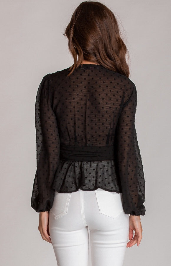 POLKA DOT TIE BLOUSE