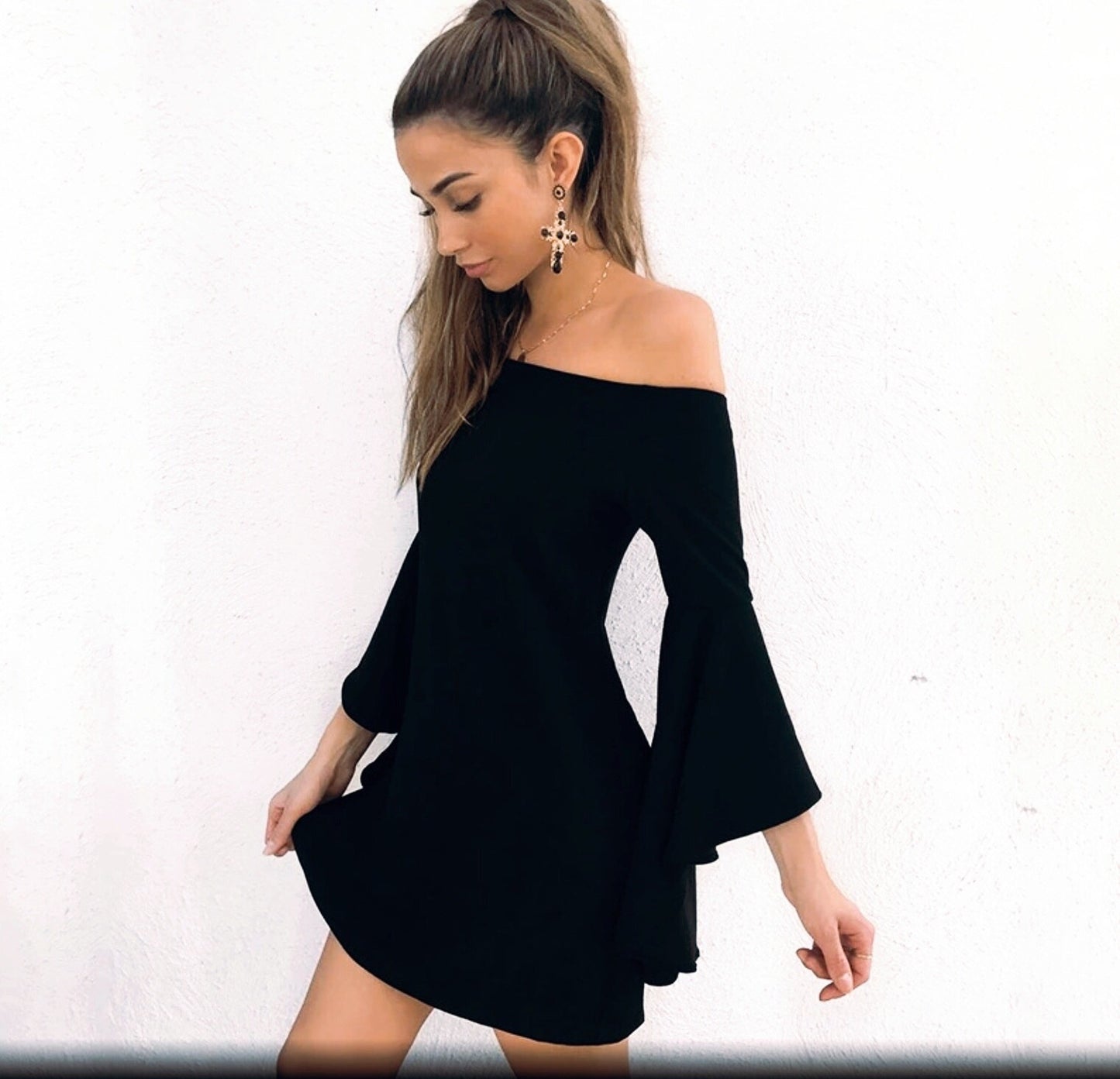 OFF THE SHOULDER BELL DRESS
