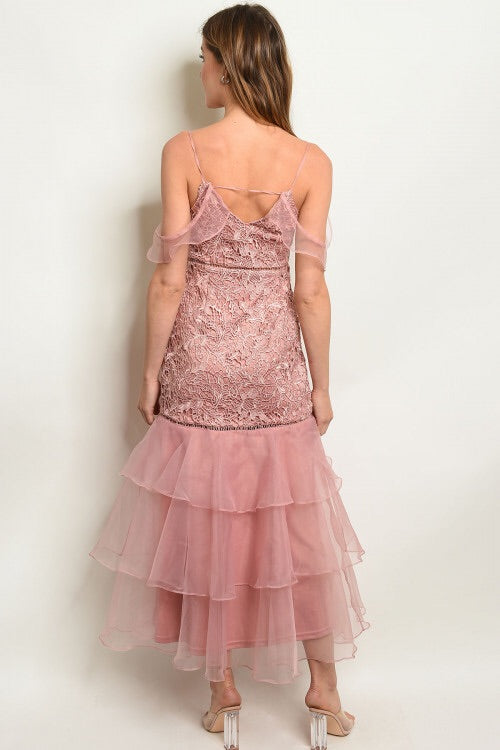 DUSTY ROSE LACE DRESS