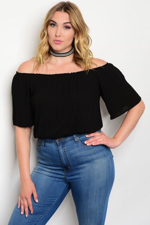 PLUS SIZE OFF THE SHOULDER TOP