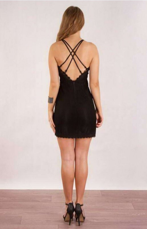 BLUE MESH LACE DRESS