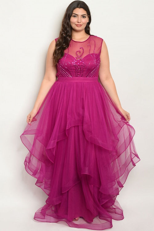 MAGENTA TULLE GOWN