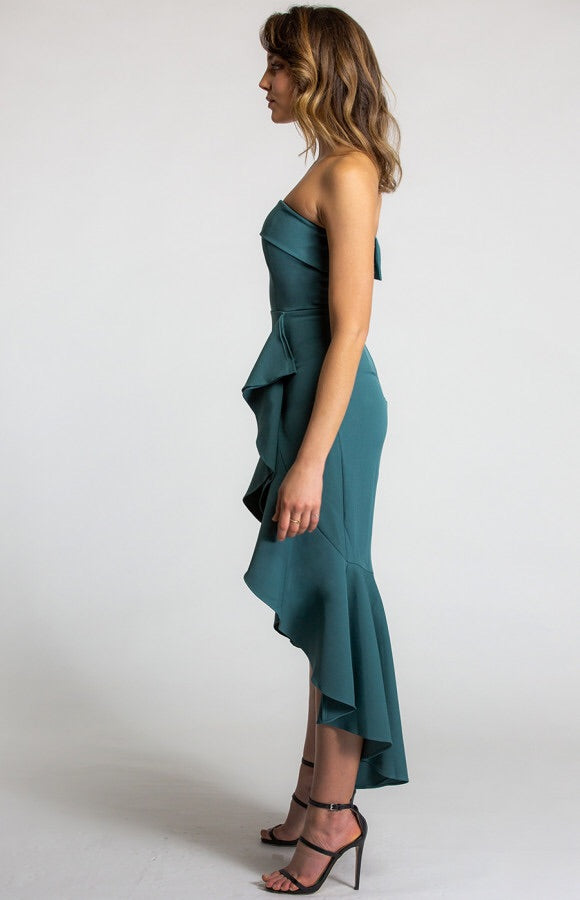 TEAL DREAM WATERFALL DRESS