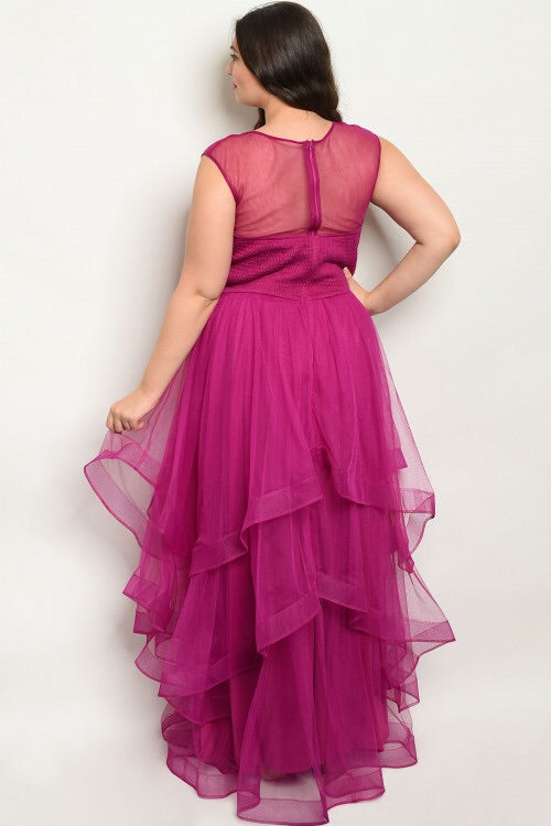 MAGENTA TULLE GOWN