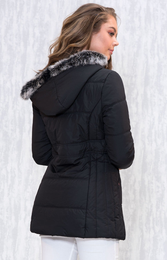 HOODED FUR COAT