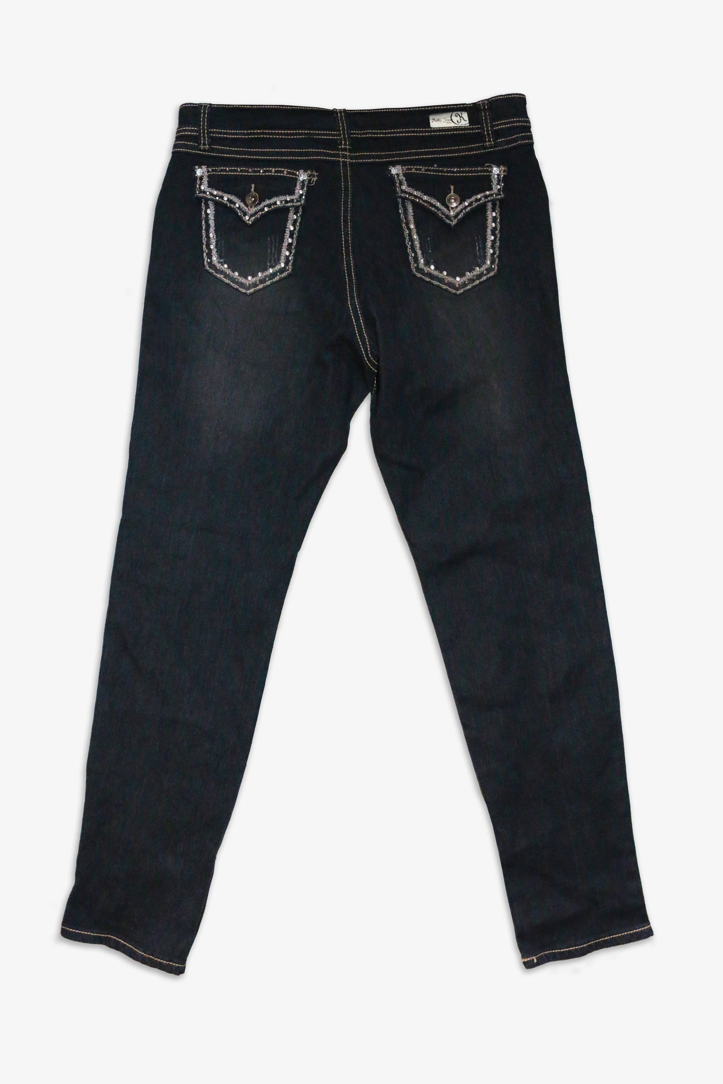 DISTRESSED DARK WASH JEANS