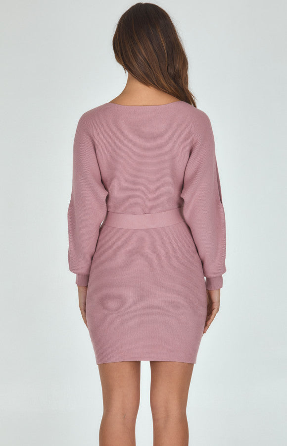 DUSTY ROSE KNIT DRESS