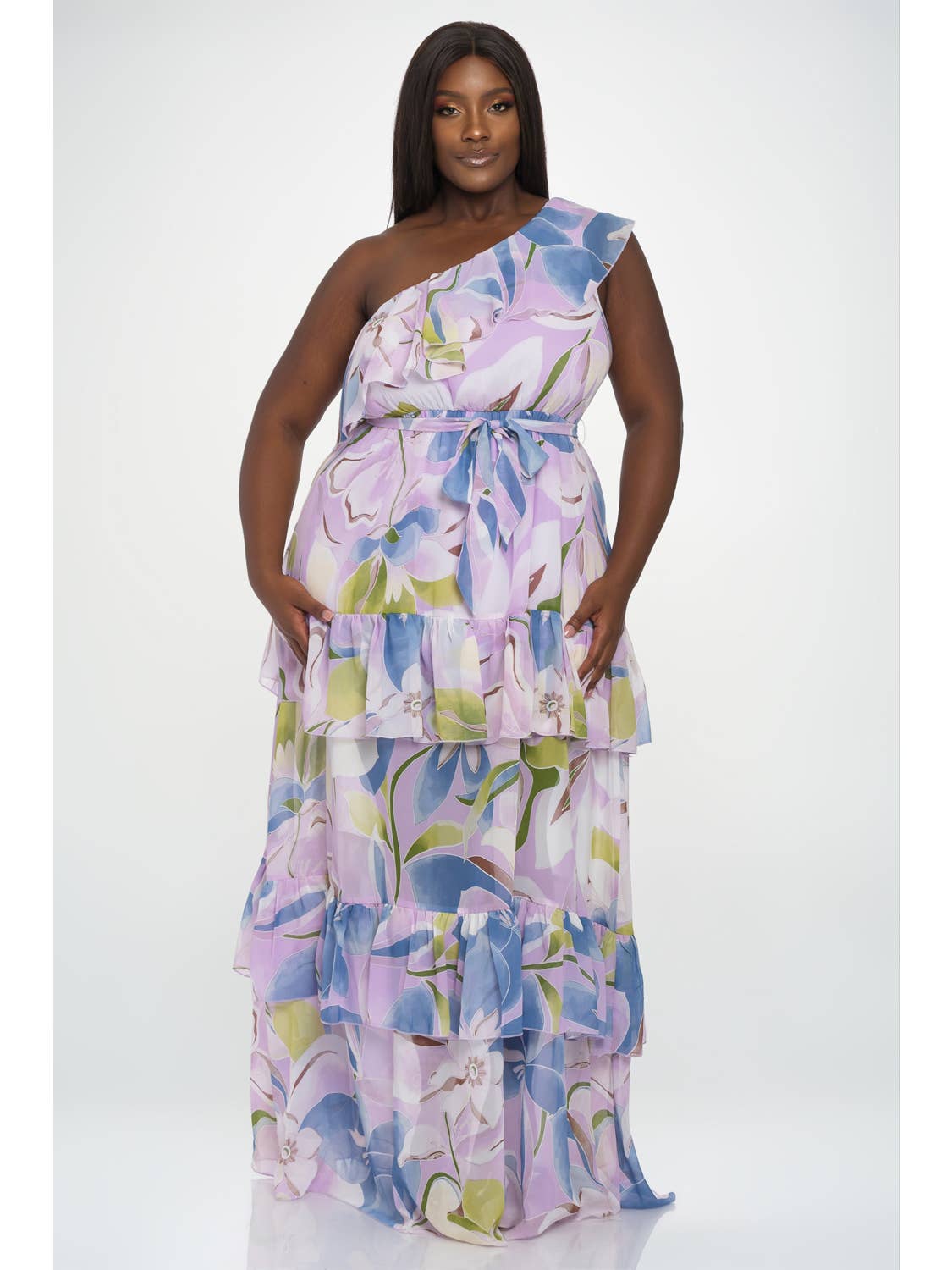 FLORAL CHIFFON MAXI DRESS