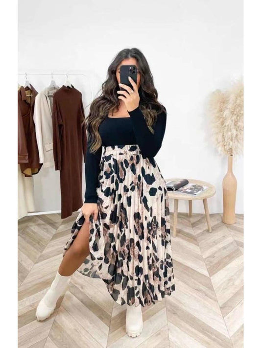 LEOPARD PRINT MAXI SKIRT