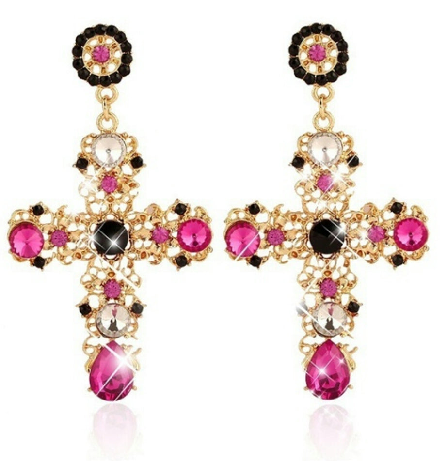 LOVE STRUCK CROSS EARRINGS