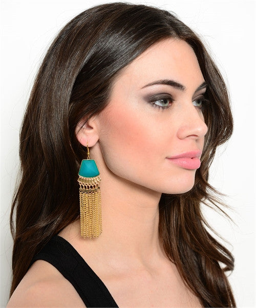 TURQUIOSE TASSEL EARRINGS