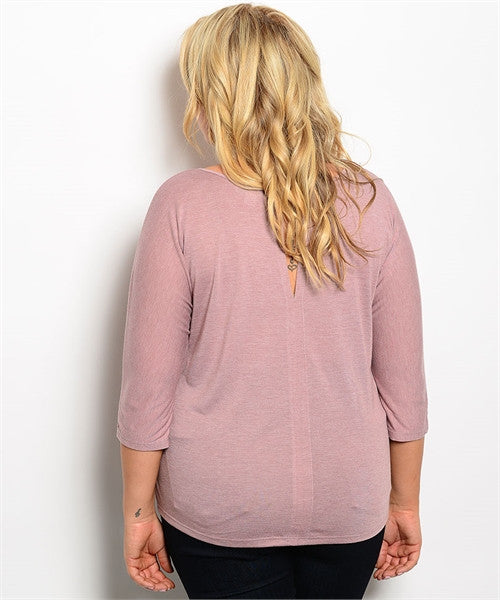EVERYDAY 3/4 SLEEVE TOP WITH LACE DETAIL