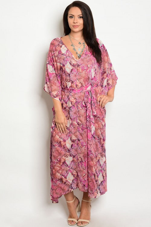 PATERNED SLEEVED MAXI