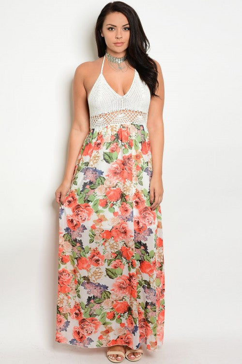 FLORAL PRINT HALTER MAXI