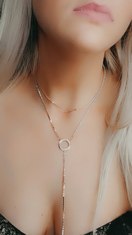 ROSEGOLD DIAMONTIE DROP NECKLACE