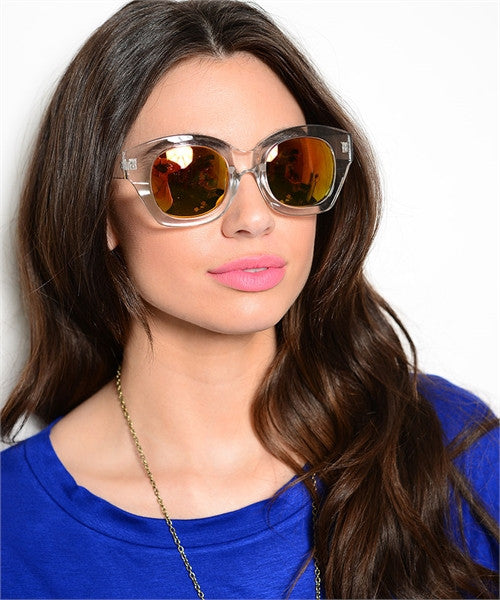 CLEAR FRAMED COLOURED SUNGLASSES