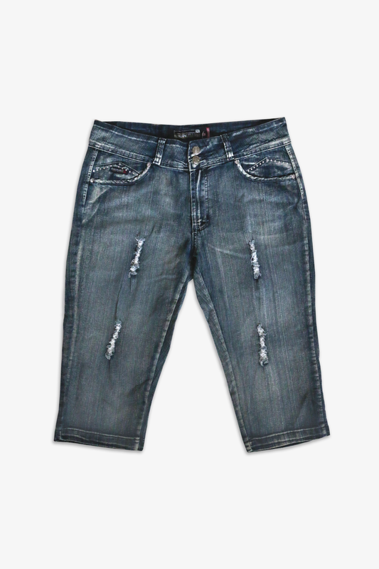 DISTRESSED DENIM SHORTS