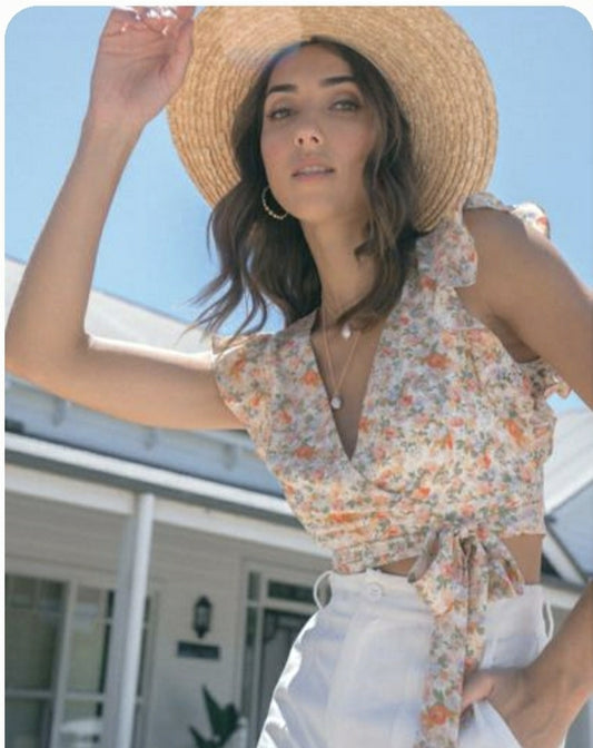 FLORAL WRAP BLOUSE