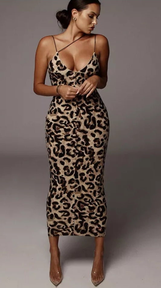 LEOPARD MIDI DRESS