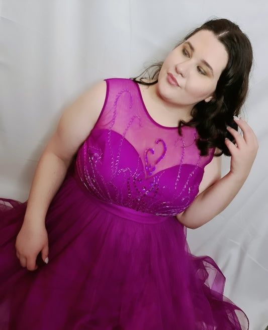 MAGENTA TULLE GOWN