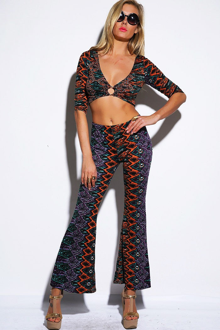 AZTEC PRINT FLARED LEGGINGS