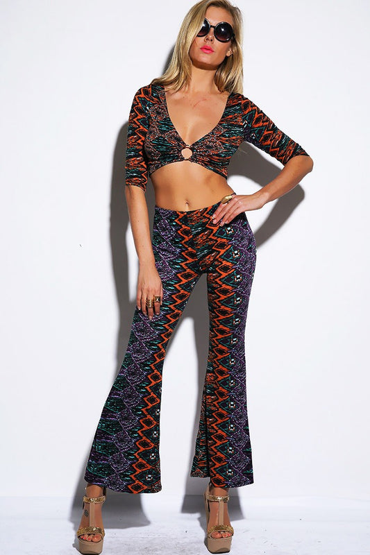 AZTEC PRINT FLARED LEGGINGS