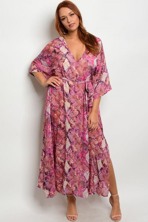 PATERNED SLEEVED MAXI