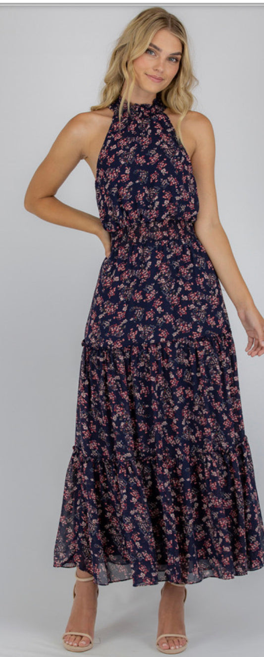 FLORAL LOVE HIGH NECK MAXI