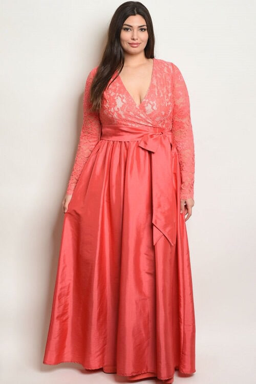 CURVACEOUS TIE WAIST GOWN