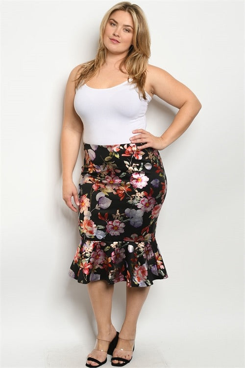METALLIC FLORAL TULIP SKIRT