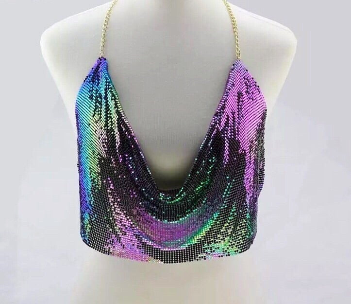 METALLIC MESH CROP