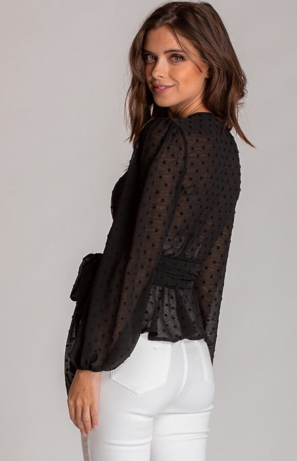 POLKA DOT TIE BLOUSE