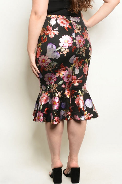 METALLIC FLORAL TULIP SKIRT