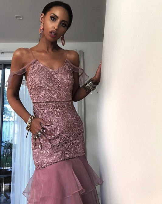 DUSTY ROSE LACE DRESS