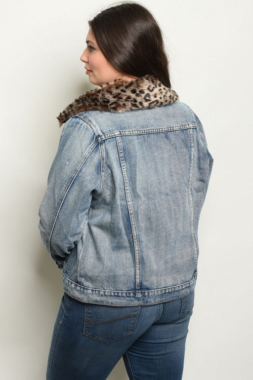 LEOPARD FUR DENIM JACKET