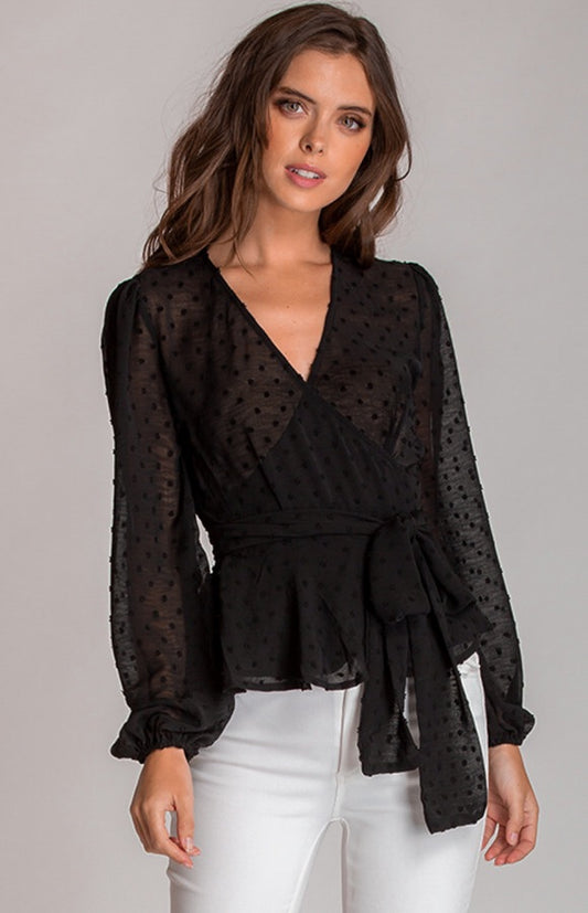 POLKA DOT TIE BLOUSE