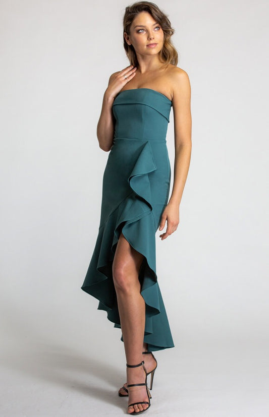 TEAL DREAM WATERFALL DRESS
