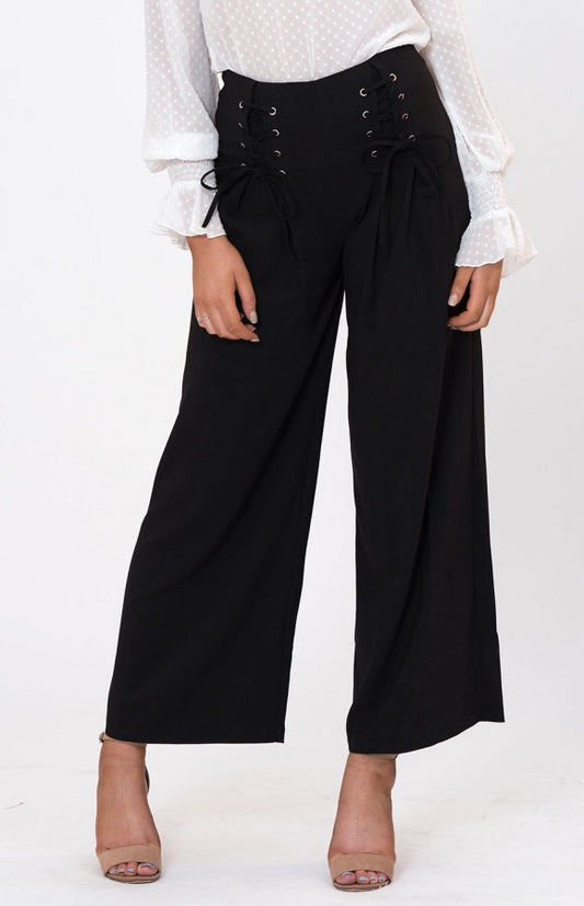 LACE UP WIDE LEG PANTS